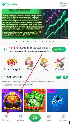 Open promotion section